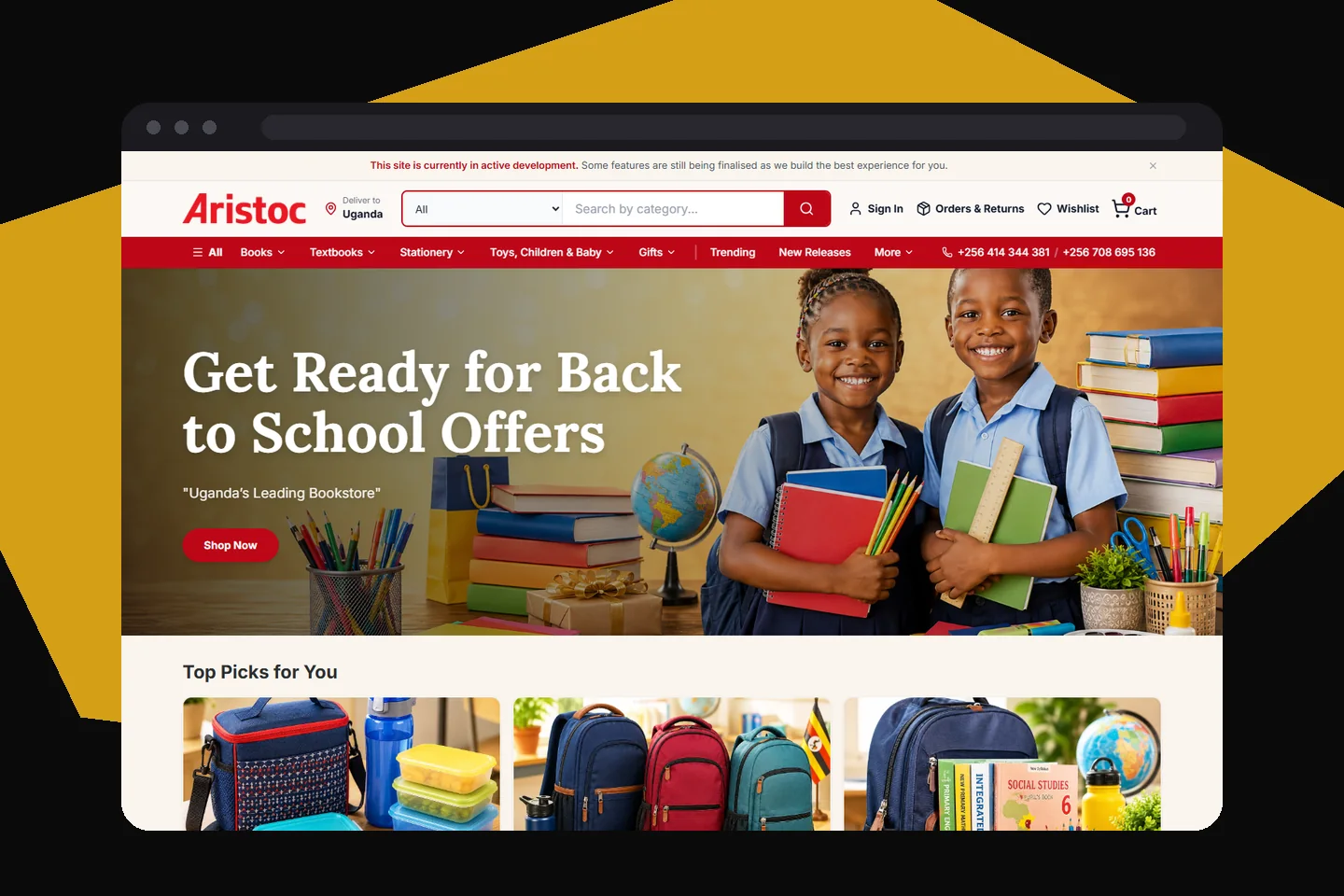 The Aristoc Booklex storefront, a React web application