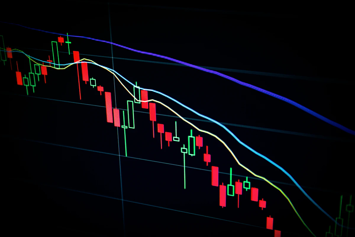 Stock market chart displayed on a monitor